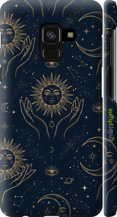 3D пластиковый матовый чехол Celestial Harmony: Sun & Moon Gold Mystic Pattern для Samsung Galaxy A8 2018 A530F - 6778m-1344 изображение 