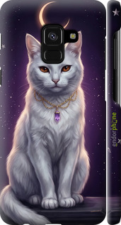 3D пластиковый матовый чехол Mystic White Cat Gothic Dark Purple Gold для Samsung Galaxy A8 2018 A530F - 6805m-1344 изображение 