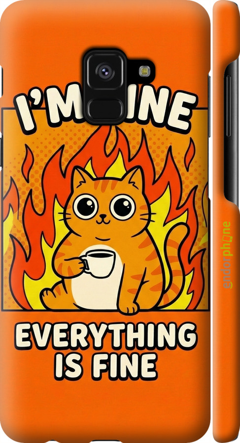 3D пластиковий глянцевий чехол Funny Cat для Samsung Galaxy A8 2018 A530F - 6786c-1344 изображение 