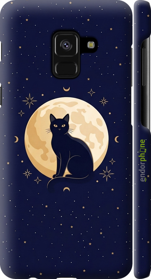 3D пластиковый глянцевый чехол Cute Cat Celestial/Witchy для Samsung Galaxy A8 2018 A530F - 6787c-1344 изображение 
