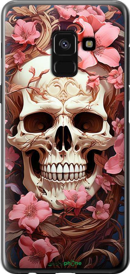 2D пластиковий чехол Череп у рожевих квітах для Samsung Galaxy A8 2018 A530F - 5965t-1344 изображение 