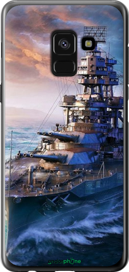 Силиконовый чехол Военный корабль, world of tanks, wargaming для Samsung Galaxy A8 2018 A530F - 6461u-1344 изображение 