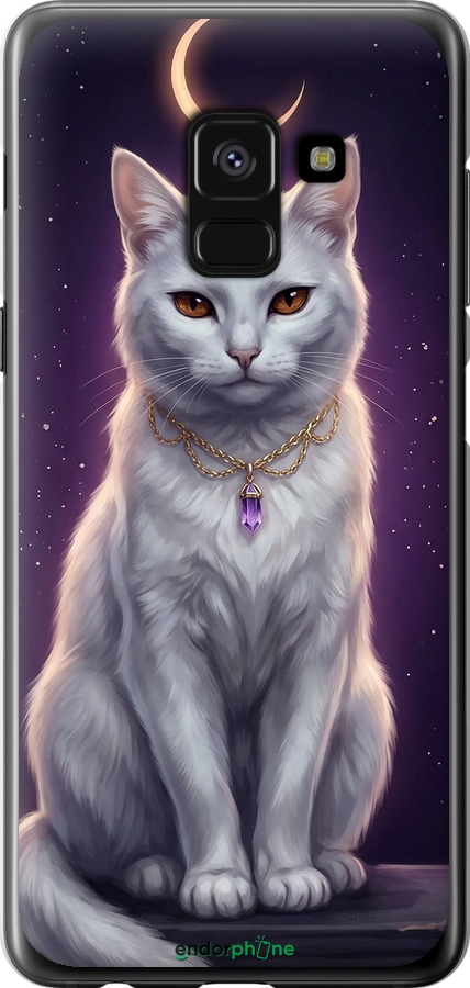 Силиконовый чехол Mystic White Cat Gothic Dark Purple Gold для Samsung Galaxy A8 2018 A530F - 6805u-1344 изображение 