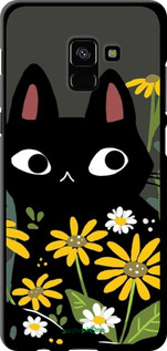 TPU чехол Черный кот с цветами для Samsung Galaxy A8 Plus 2018 A730F - 6448b-1345 изображение 