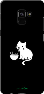 TPU чехол С милым котом на черном фоне для Samsung Galaxy A8 Plus 2018 A730F - 6528b-1345 изображение 