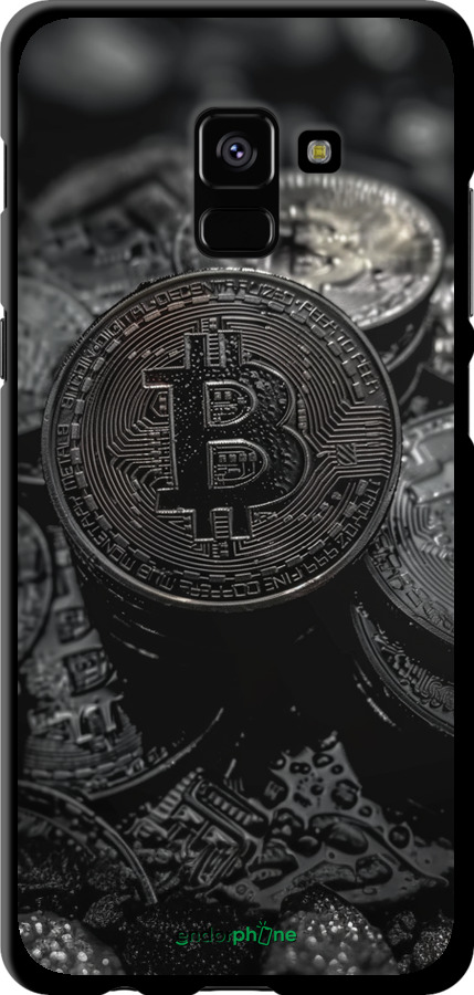 TPU чехол Black Bitcoin для Samsung Galaxy A8 Plus 2018 A730F - 6090b-1345 изображение 