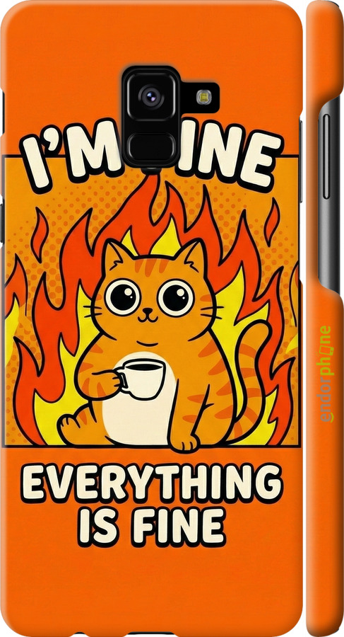 3D пластиковий матовий чехол Funny Cat для Samsung Galaxy A8 Plus 2018 A730F - 6786m-1345 изображение 