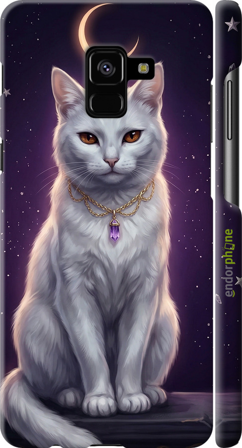 3D пластиковий матовий чехол Mystic White Cat Gothic Dark Purple Gold для Samsung Galaxy A8 Plus 2018 A730F - 6805m-1345 изображение 
