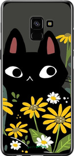 2D пластиковый чехол Черный кот с цветами для Samsung Galaxy A8 Plus 2018 A730F - 6448t-1345 изображение 