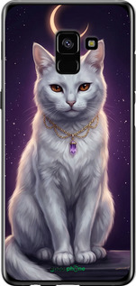 2D пластиковый чехол Mystic White Cat Gothic Dark Purple Gold для Samsung Galaxy A8 Plus 2018 A730F - 6805t-1345 изображение 