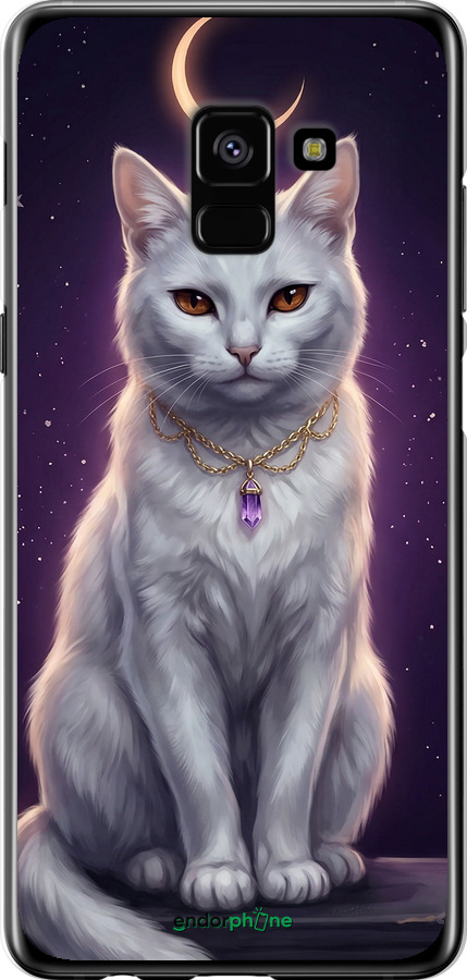 2D пластиковый чехол Mystic White Cat Gothic Dark Purple Gold для Samsung Galaxy A8 Plus 2018 A730F - 6805t-1345 изображение 