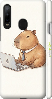 3D пластиковий матовий чехол Funny Capybara CEO Working для Samsung Galaxy A8S - 6777m-1636 изображение 