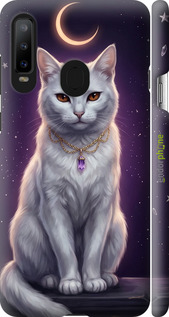 3D пластиковый матовый чехол Mystic White Cat Gothic Dark Purple Gold для Samsung Galaxy A8S - 6805m-1636 изображение 