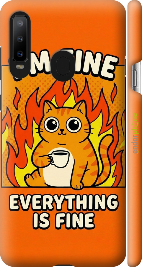 3D пластиковый матовый чехол Funny Cat для Samsung Galaxy A8S - 6786m-1636 изображение 