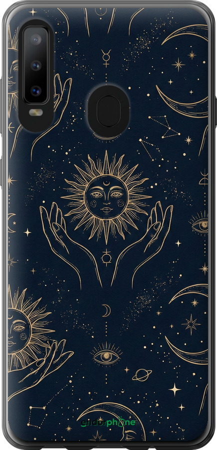 Силіконовий чехол Celestial Harmony: Sun & Moon Gold Mystic Pattern для Samsung Galaxy A8S - 6778u-1636 изображение 