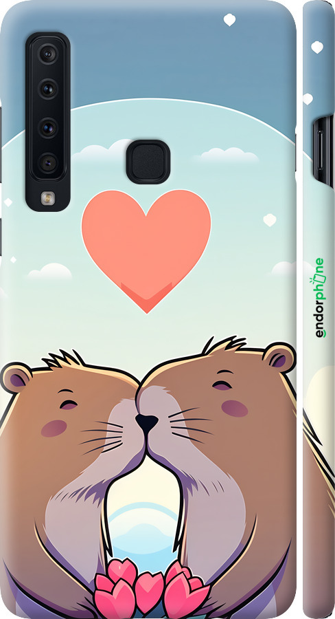 3D пластиковый матовый чехол Капибара любовь для Samsung Galaxy A9 (2018) - 6027m-1503 изображение 