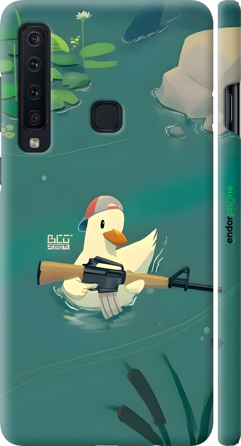 3D пластиковый матовый чехол Уточка с автоматом для Samsung Galaxy A9 (2018) - 6356m-1503 изображение 