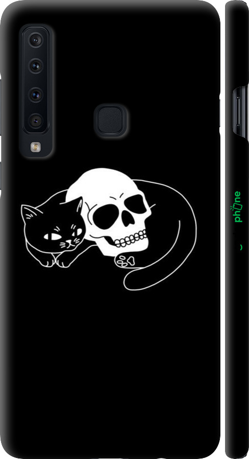 3D пластиковий матовий чехол Із зображенням кота та черепа для Samsung Galaxy A9 (2018) - 6491m-1503 изображение 