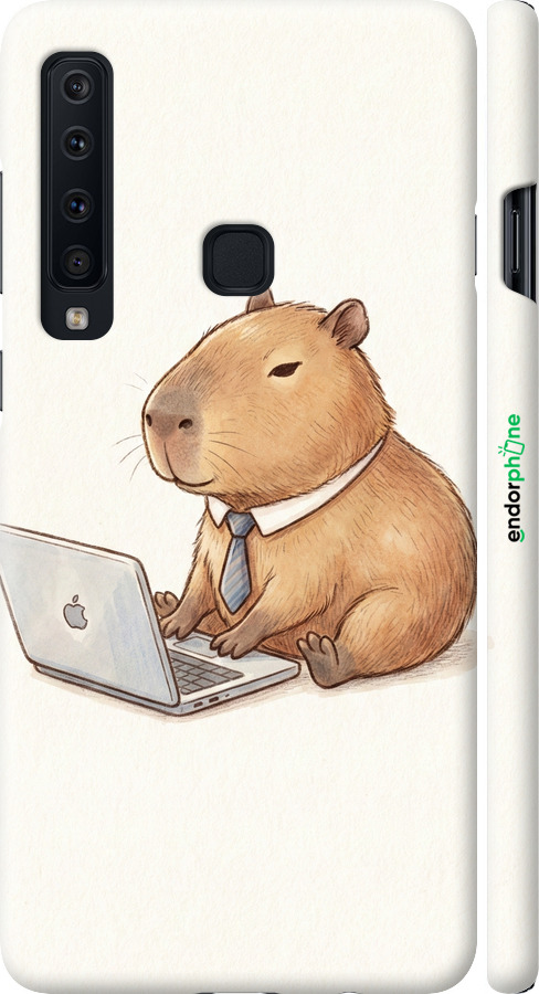 3D пластиковый матовый чехол Funny Capybara CEO Working для Samsung Galaxy A9 (2018) - 6777m-1503 изображение 