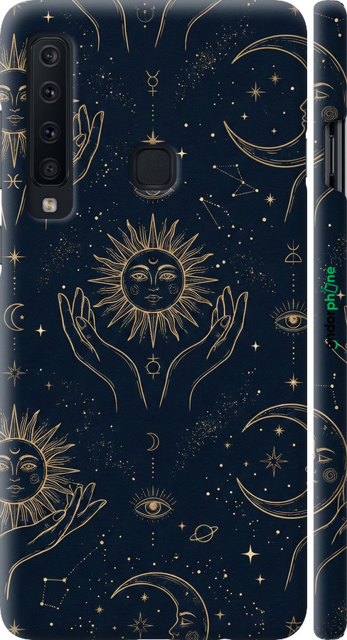 3D пластиковий матовий чехол Celestial Harmony: Sun & Moon Gold Mystic Pattern для Samsung Galaxy A9 (2018) - 6778m-1503 изображение 