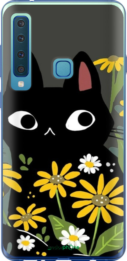 Силіконовий чехол Чорний кіт з квітами для Samsung Galaxy A9 (2018) - 6448u-1503 изображение 