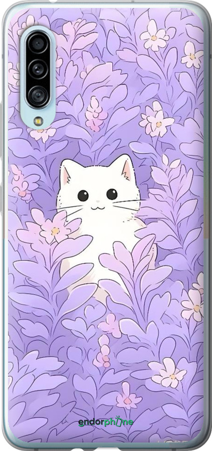 Силіконовий чехол Котик в цветах для Samsung Galaxy A90 5G - 6390u-1800 изображение 