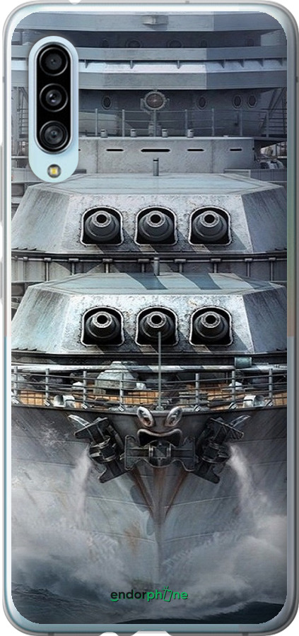 Силиконовый чехол Линкор, world of tanks, wargaming, военный корабль для Samsung Galaxy A90 5G - 6453u-1800 изображение 