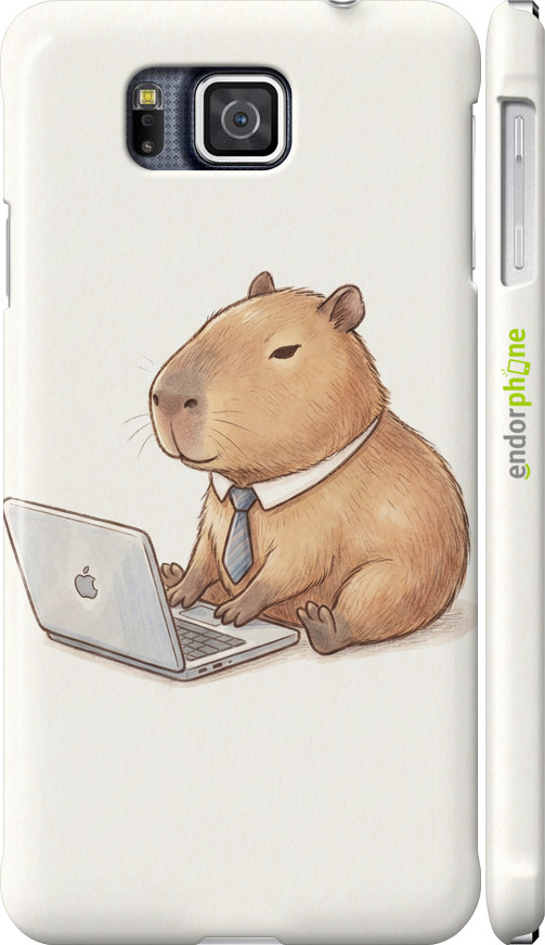 3D пластиковый матовый чехол Funny Capybara CEO Working для Samsung Galaxy Alpha G850F - 6777m-65 изображение 