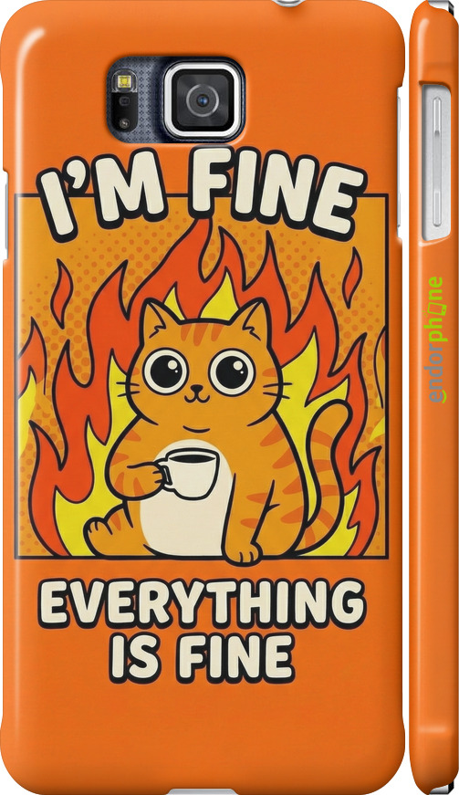 3D пластиковый глянцевый чехол Funny Cat для Samsung Galaxy Alpha G850F - 6786c-65 изображение 