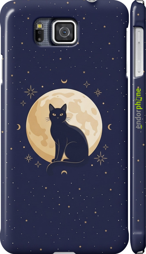 3D пластиковый глянцевый чехол Cute Cat Celestial/Witchy для Samsung Galaxy Alpha G850F - 6787c-65 изображение 