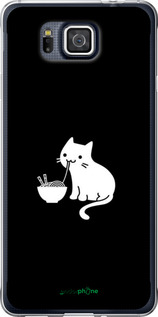 Силиконовый чехол С милым котом на черном фоне для Samsung Galaxy Alpha G850F - 6528u-65 изображение 