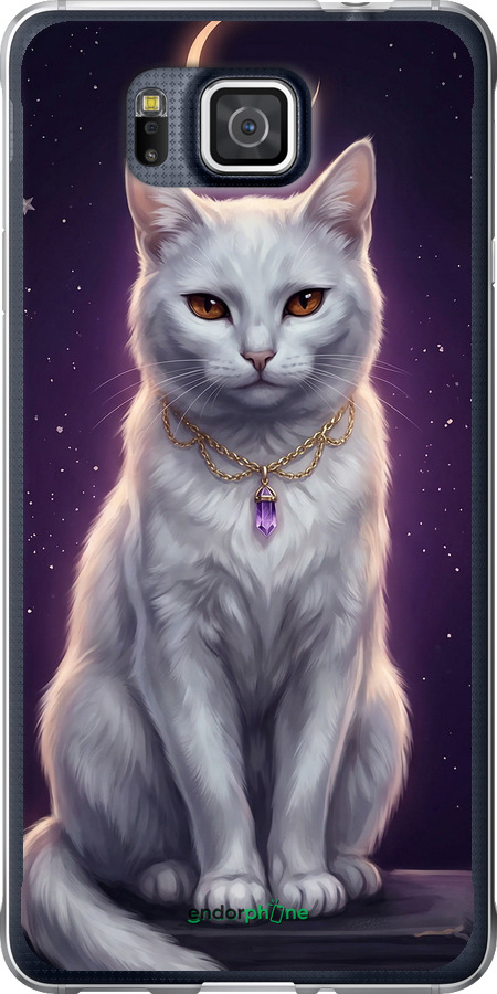 Силіконовий чехол Mystic White Cat Gothic Dark Purple Gold для Samsung Galaxy Alpha G850F - 6805u-65 изображение 