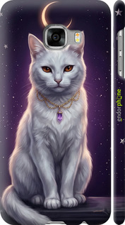 3D пластиковый матовый чехол Mystic White Cat Gothic Dark Purple Gold для Samsung Galaxy C5 C5000 - 6805m-301 изображение 