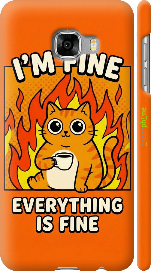 3D пластиковый матовый чехол Funny Cat для Samsung Galaxy C5 C5000 - 6786m-301 изображение 