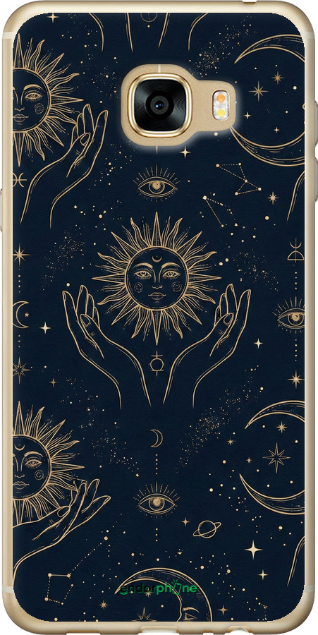 Силиконовый чехол Celestial Harmony: Sun & Moon Gold Mystic Pattern для Samsung Galaxy C5 C5000 - 6778u-301 изображение 