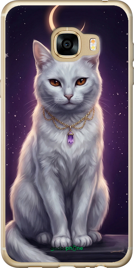 2D пластиковый чехол Mystic White Cat Gothic Dark Purple Gold для Samsung Galaxy C5 C5000 - 6805t-301 изображение 