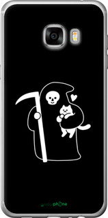 Силиконовый чехол Минималистичный арт: смерть и кошка для Samsung Galaxy C7 C7000 - 6529u-302 изображение 
