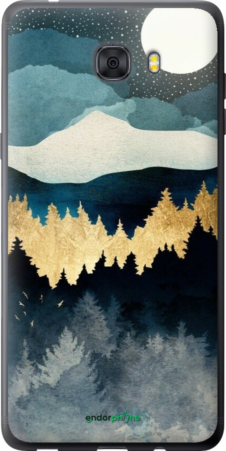 Силиконовый чехол Ночной пейзаж с лесом и горами для Samsung Galaxy C9 Pro - 6493u-720 изображение 