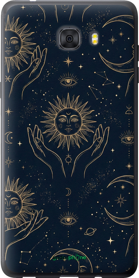 Силиконовый чехол Celestial Harmony: Sun & Moon Gold Mystic Pattern для Samsung Galaxy C9 Pro - 6778u-720 изображение 