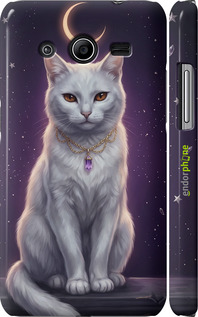 3D пластиковый глянцевый чехол Mystic White Cat Gothic Dark Purple Gold для Samsung Galaxy Core 2 G355 - 6805c-75 изображение 