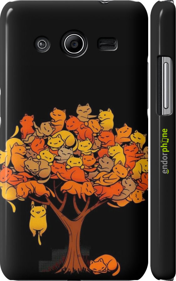 3D пластиковый глянцевый чехол Дерево и котики для Samsung Galaxy Core 2 G355 - 6516c-75 изображение 
