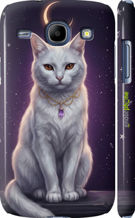 3D пластиковый глянцевый чехол Mystic White Cat Gothic Dark Purple Gold для Samsung Galaxy Core i8262 - 6805c-88 изображение 