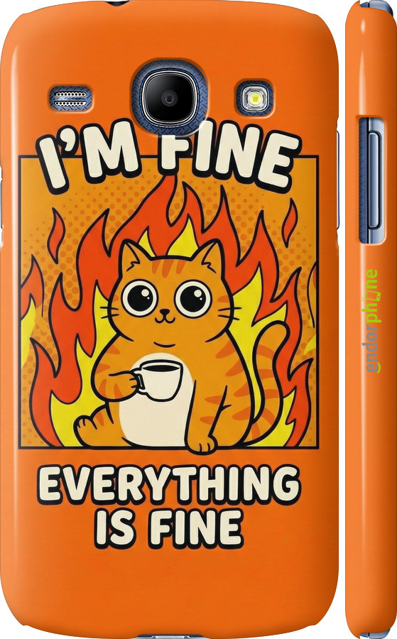 3D пластиковый глянцевый чехол Funny Cat для Samsung Galaxy Core i8262 - 6786c-88 изображение 