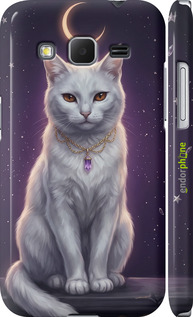 3D пластиковый матовый чехол Mystic White Cat Gothic Dark Purple Gold для Samsung Galaxy Core Prime G360H - 6805m-76 изображение 