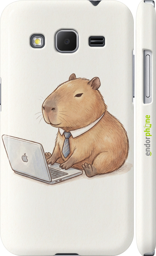3D пластиковый глянцевый чехол Funny Capybara CEO Working для Samsung Galaxy Core Prime G360H - 6777c-76 изображение 
