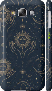 3D пластиковый глянцевый чехол Celestial Harmony: Sun & Moon Gold Mystic Pattern для Samsung Galaxy E5 E500H - 6778c-82 изображение 