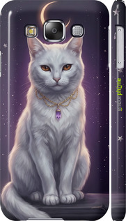 3D пластиковый матовый чехол Mystic White Cat Gothic Dark Purple Gold для Samsung Galaxy E5 E500H - 6805m-82 изображение 