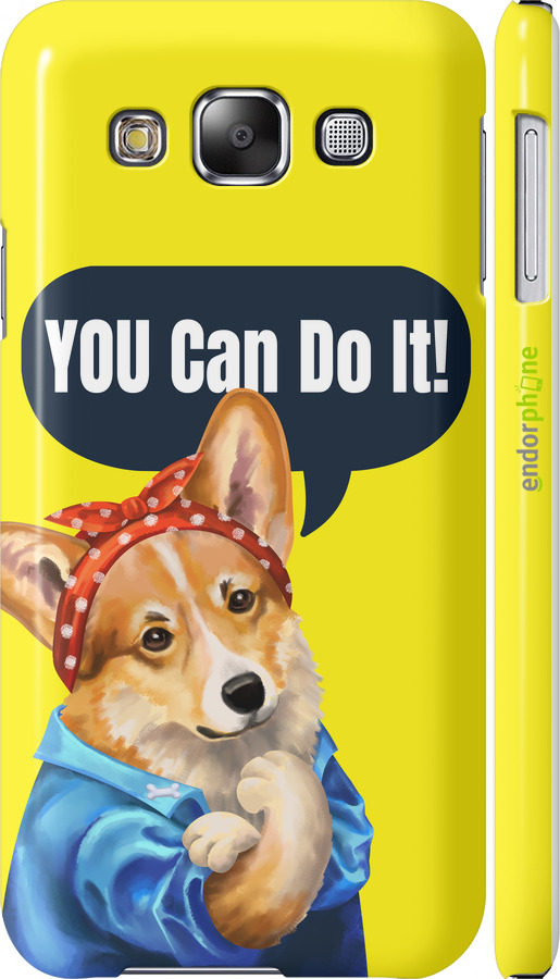 3D пластиковый глянцевый чехол чехол с корги You Can Do It для Samsung Galaxy E5 E500H - 6184c-82 изображение 