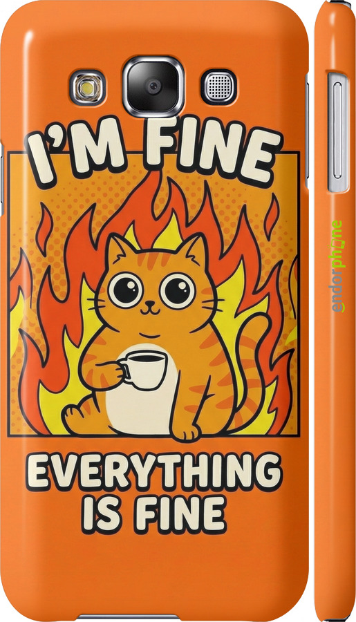 3D пластиковый глянцевый чехол Funny Cat для Samsung Galaxy E5 E500H - 6786c-82 изображение 