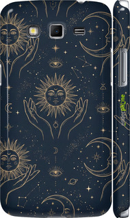 3D пластиковый матовый чехол Celestial Harmony: Sun & Moon Gold Mystic Pattern для Samsung Galaxy Grand 2 G7102 - 6778m-41 изображение 